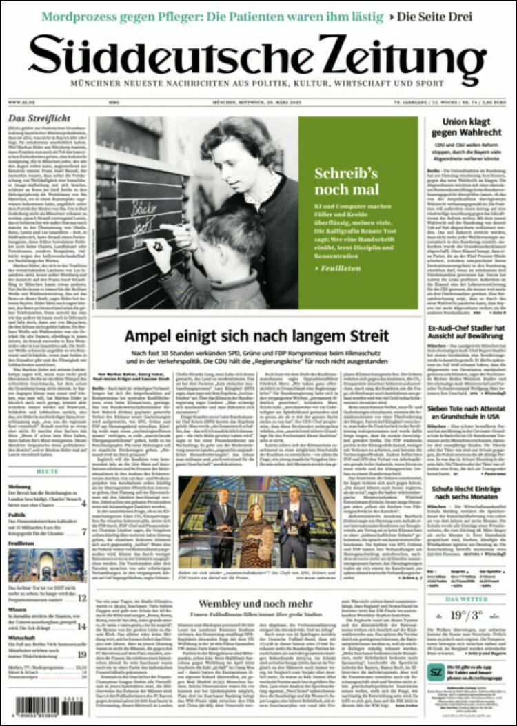 Portada de Sueddeutsche (Alemania)