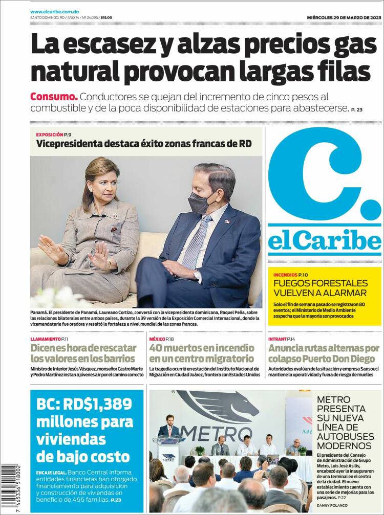 Portada de El Caribe (R. Dominicana)