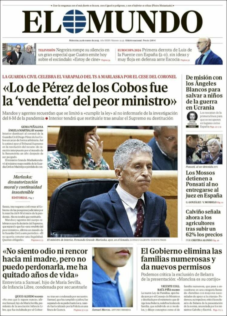 Portada de El Mundo (España)