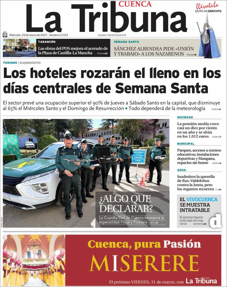 Portada de La Tribuna de Cuenca (España)