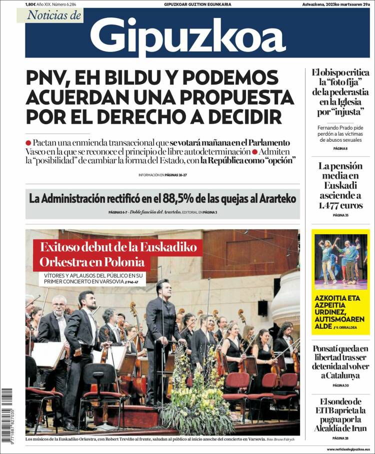 Portada de Noticias de Gipuzkoa (España)