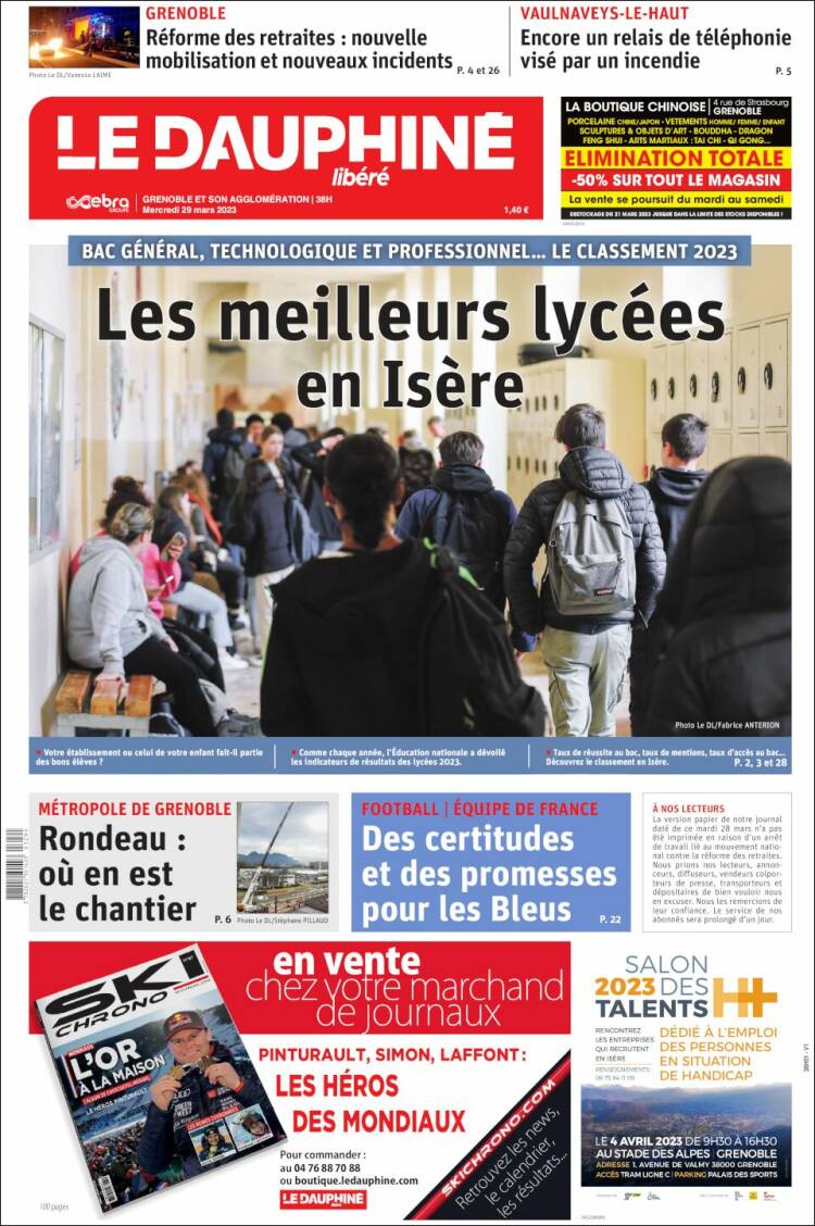 Portada de Le Dauphiné Libéré (Francia)