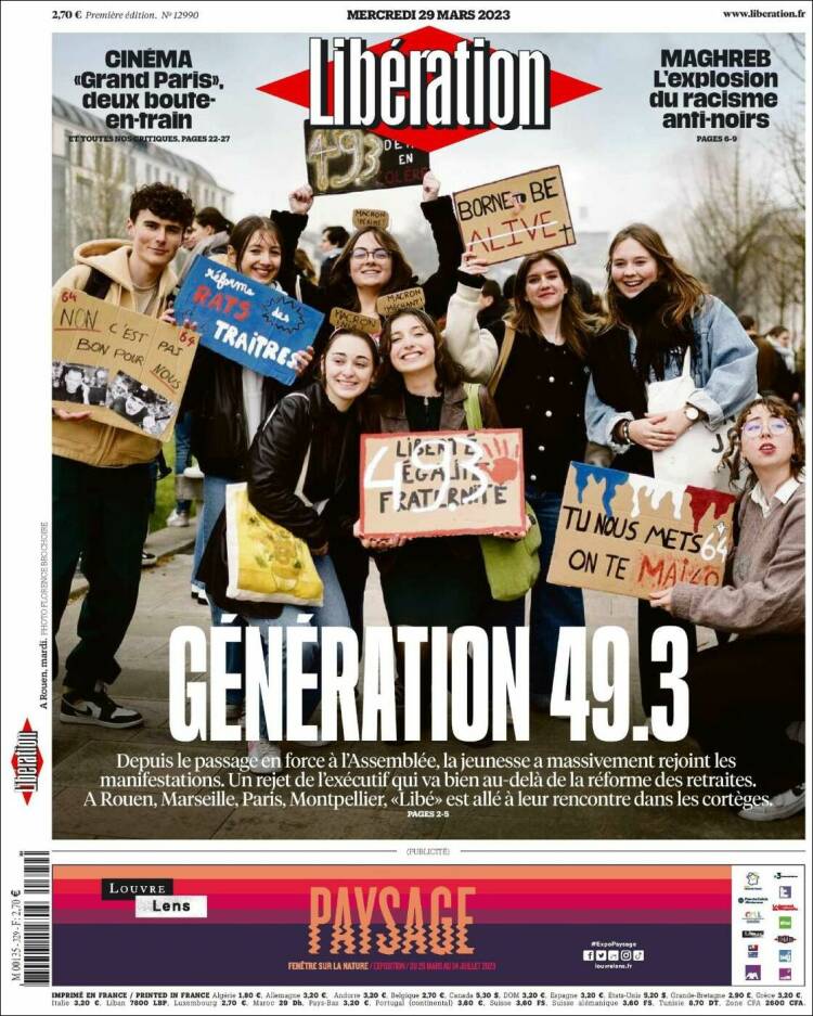 Portada de Libération (Francia)