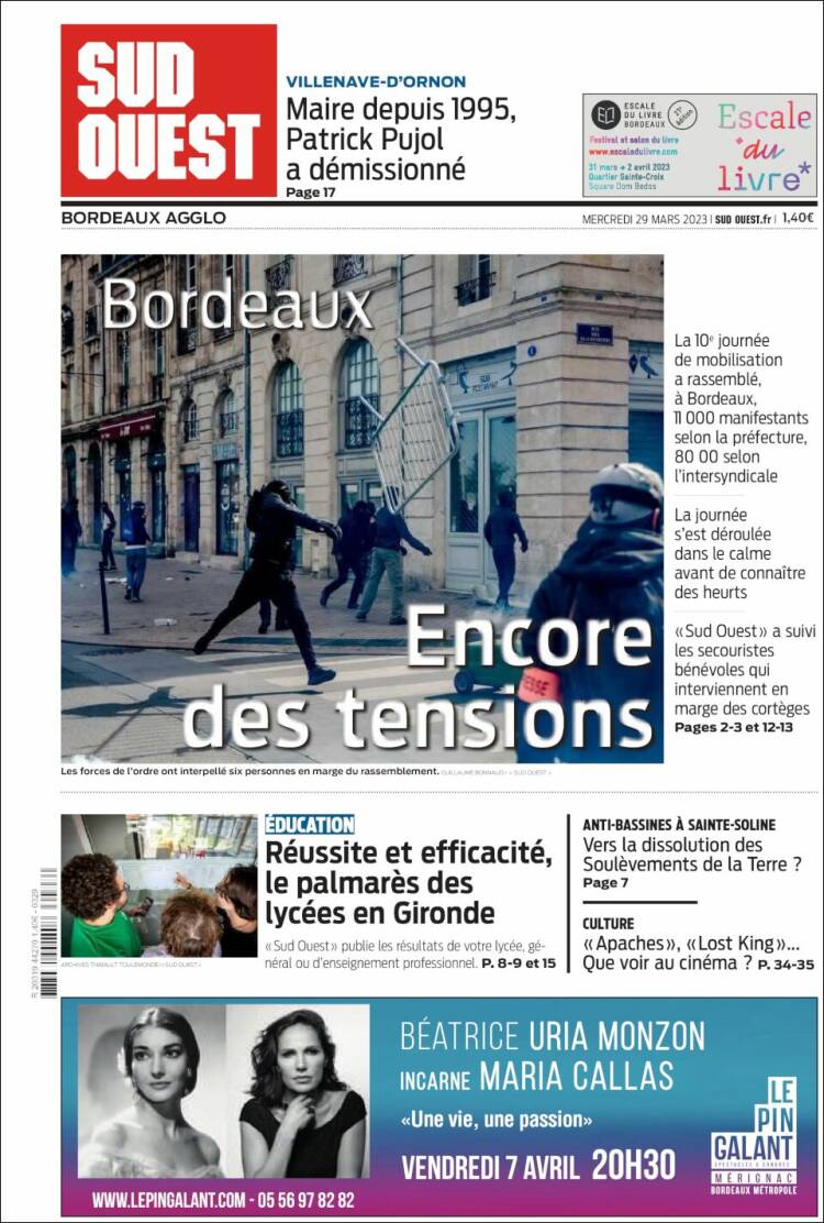 Portada de Sud Ouest (Francia)