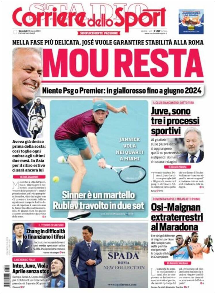 Portada de Corriere dello Sport (Italia)