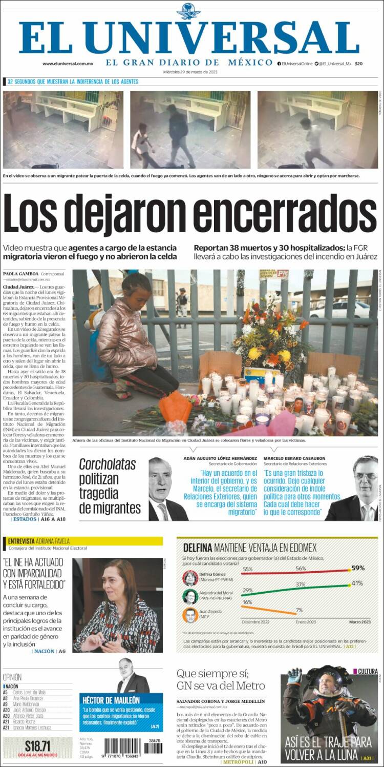 Portada de El Universal (México)