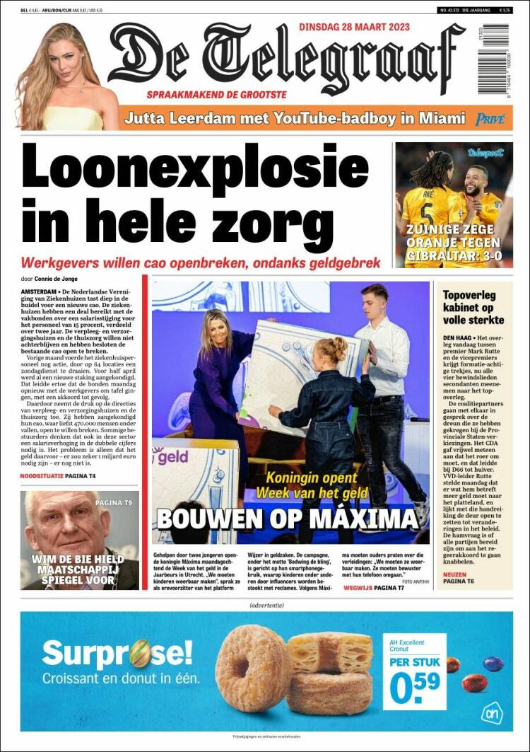 Portada de De Telegraaf (Países Bajos)