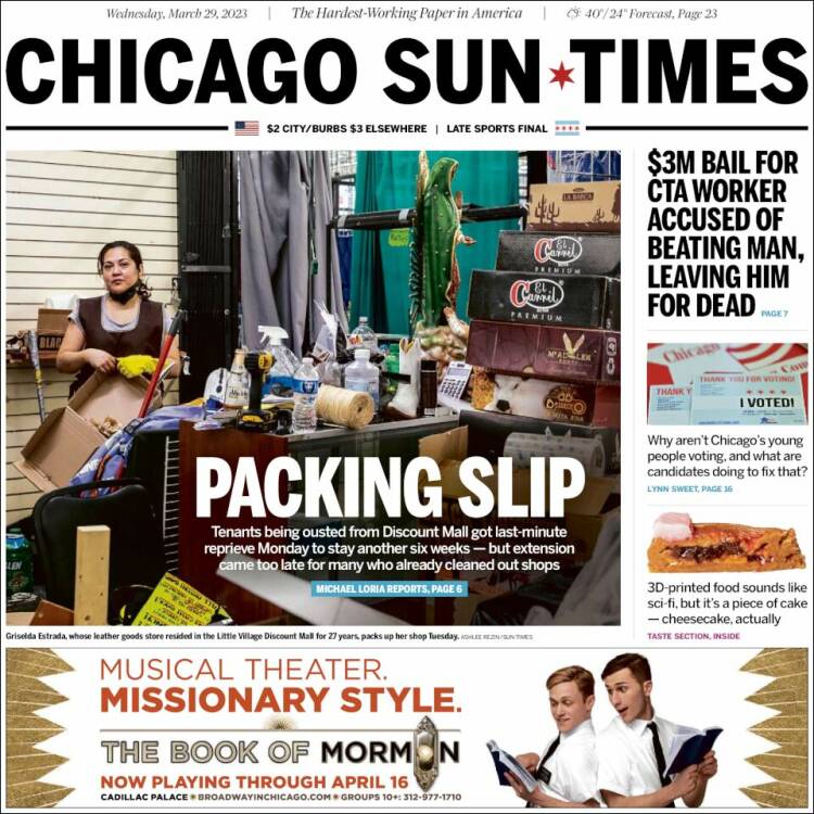 Portada de Chicago Sun-Times (USA)