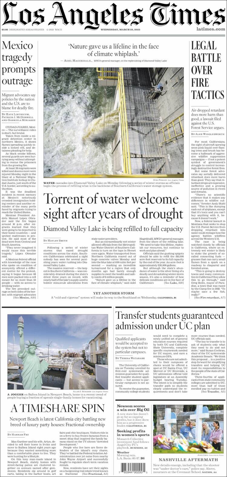 Portada de Los Angeles Times (USA)