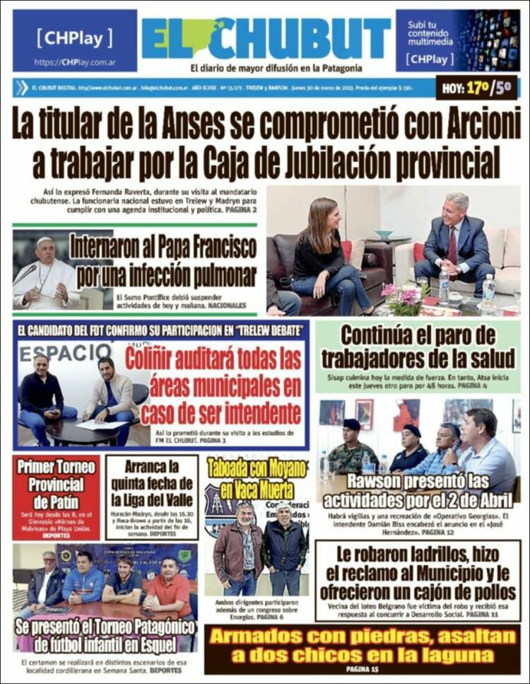 Portada de El Chubut (Argentina)