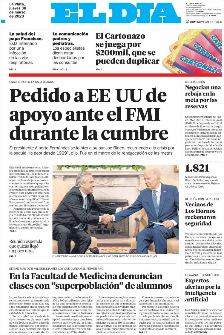 Portada de El Día de la Plata (Argentina)