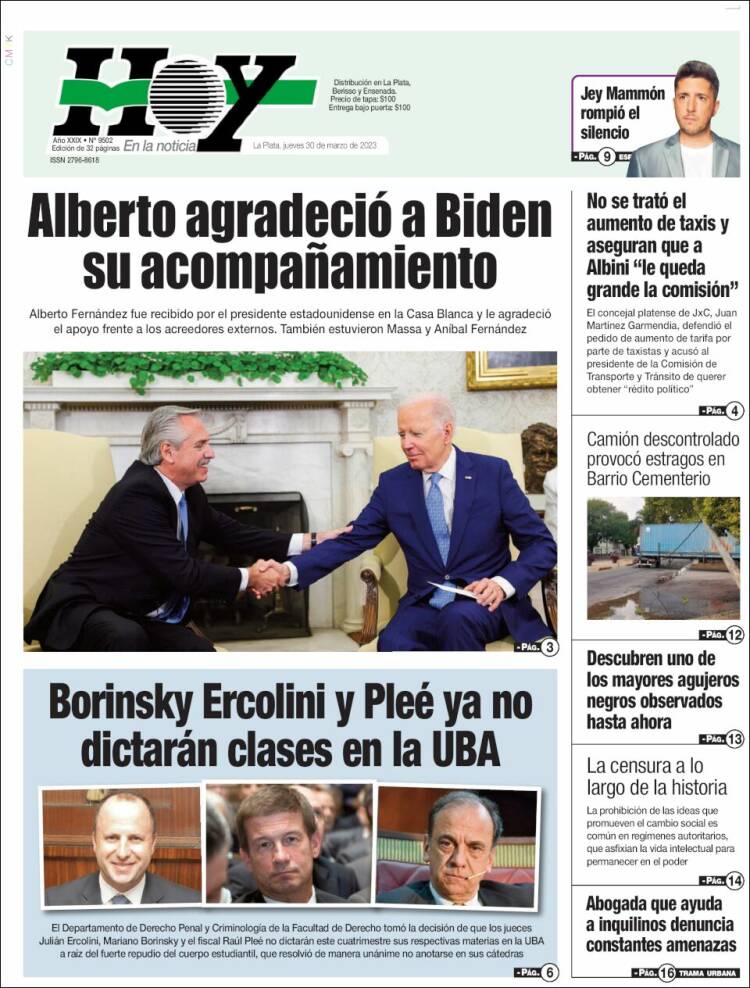 Portada de Diario Hoy (Argentina)
