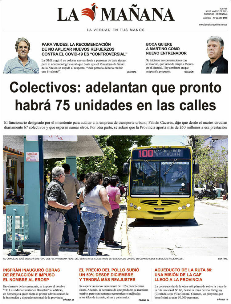 Portada de Diario La Mañana (Argentina)