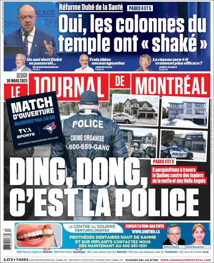 Portada de Le Journal de Montréal (Canadá)