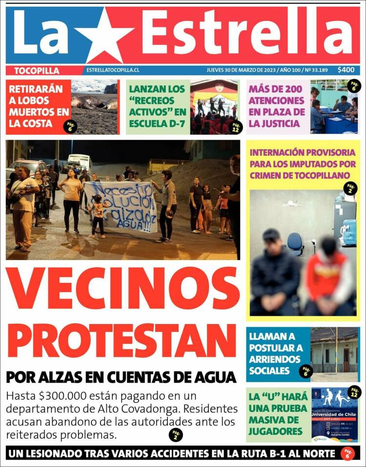 Portada de La Estrella de Tocopilla (Chile)