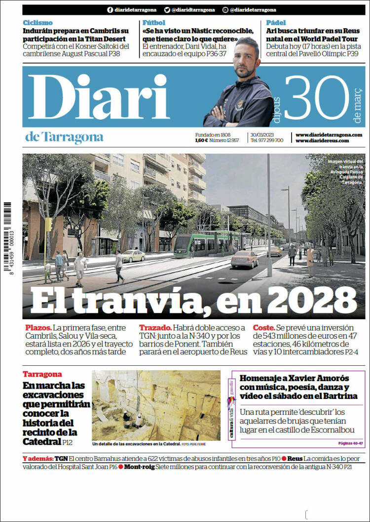 Portada de Diari de Tarragona (España)