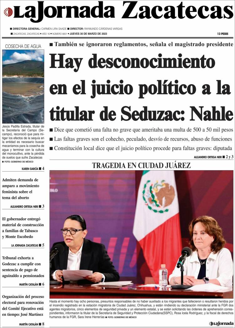 Portada de Jornada de Zacatecas (M&eacute;xico)