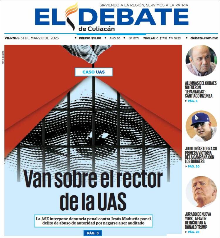 Portada de El Debate de Culiacán (M&eacute;xico)
