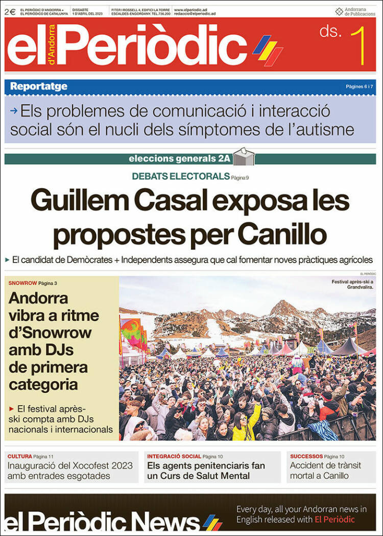 Portada de El Periòdic d'Andorra (Andorra)