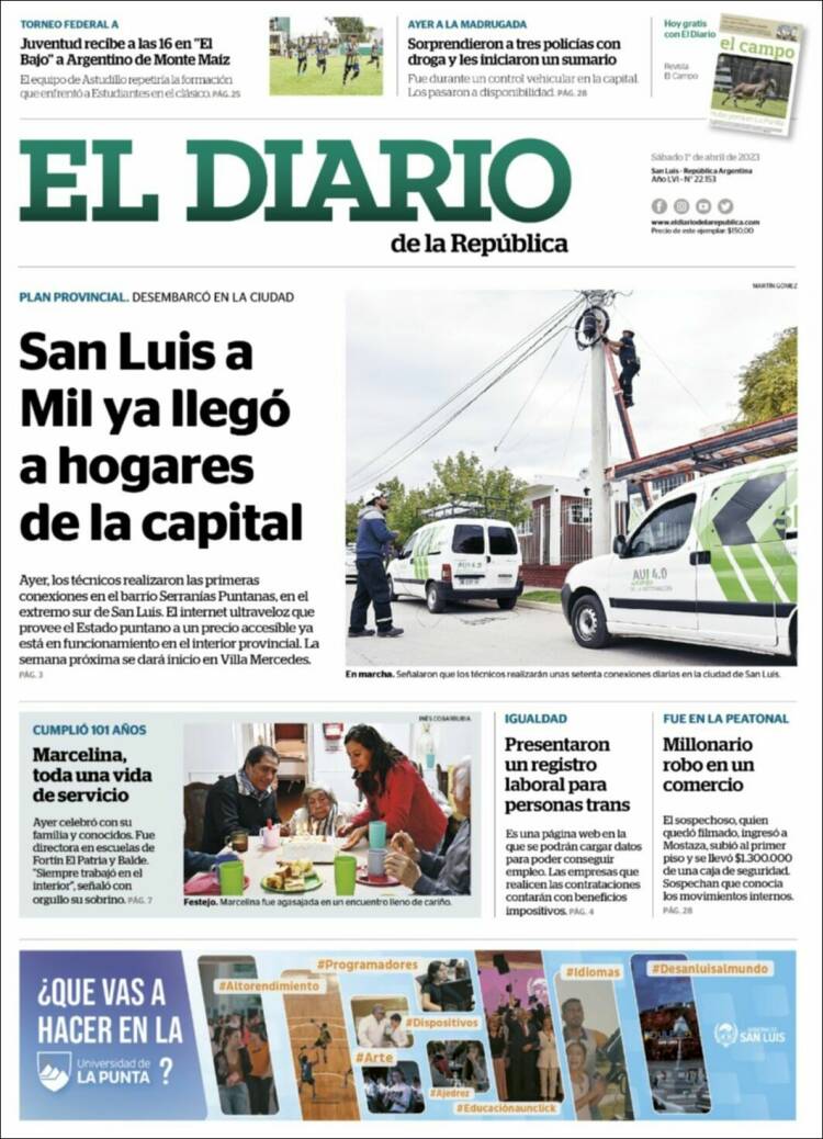 Portada de Diario de la República (Argentina)