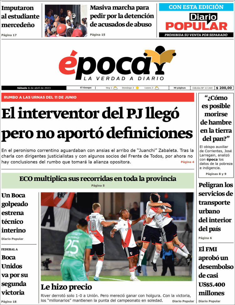 Portada de Diario Época (Argentina)