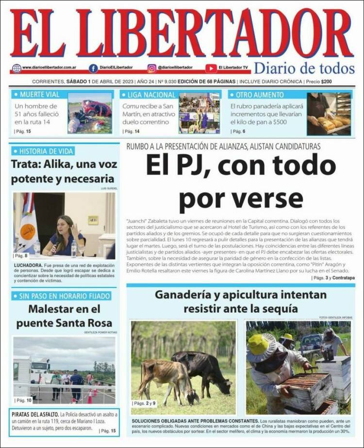 Portada de Diario El Libertador (Argentina)