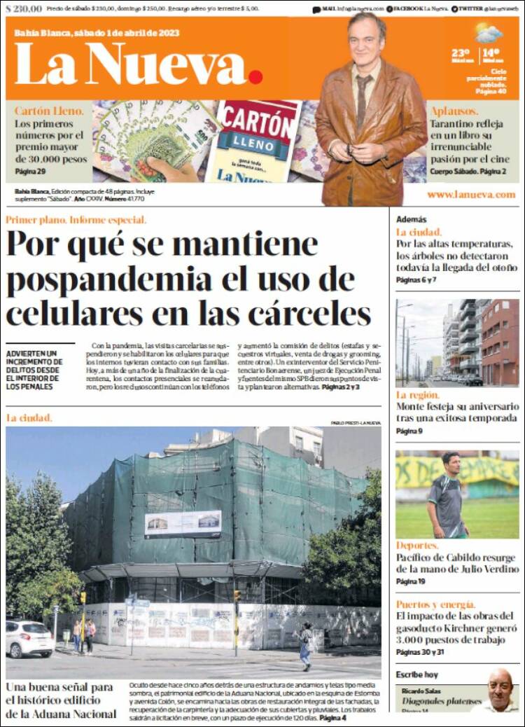 Portada de La Nueva Provincia (Argentina)