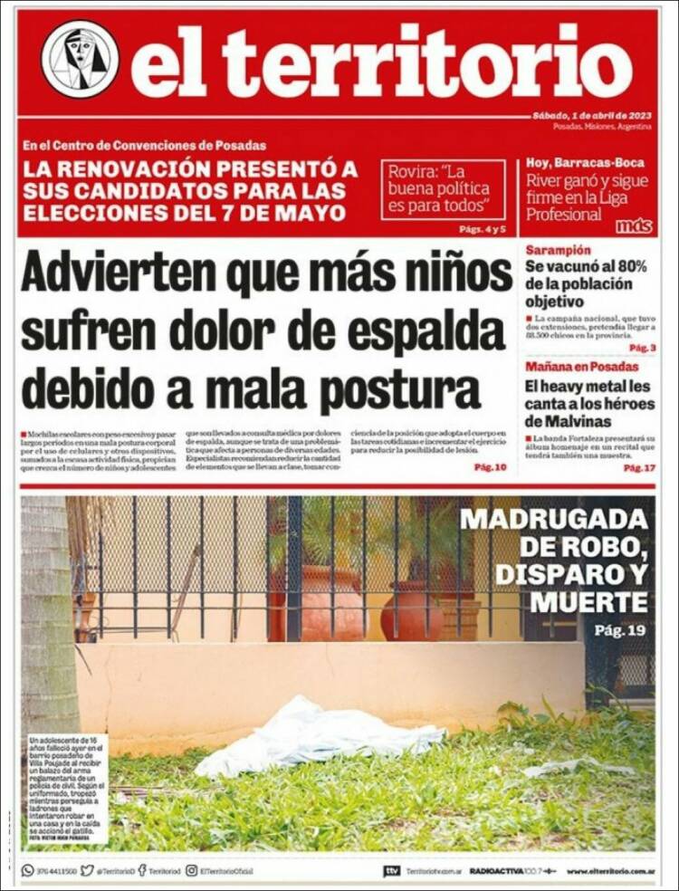 Portada de El Territorio (Argentina)