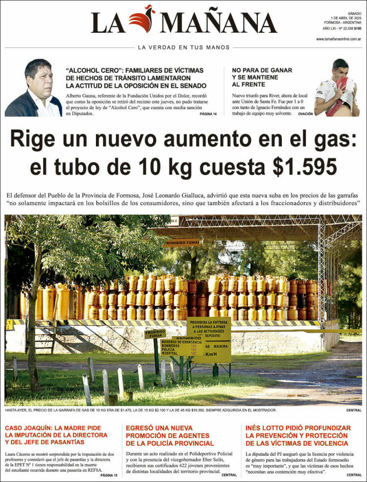 Portada de Diario La Mañana (Argentina)