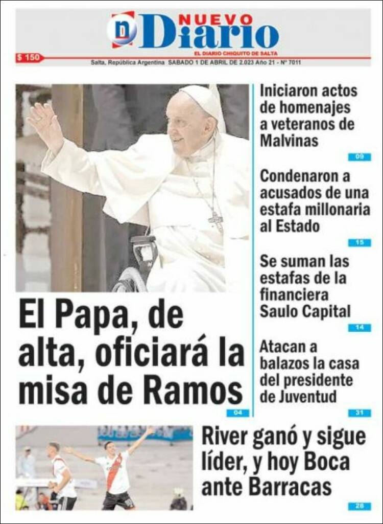 Portada de Nuevo Diario de Salta (Argentina)