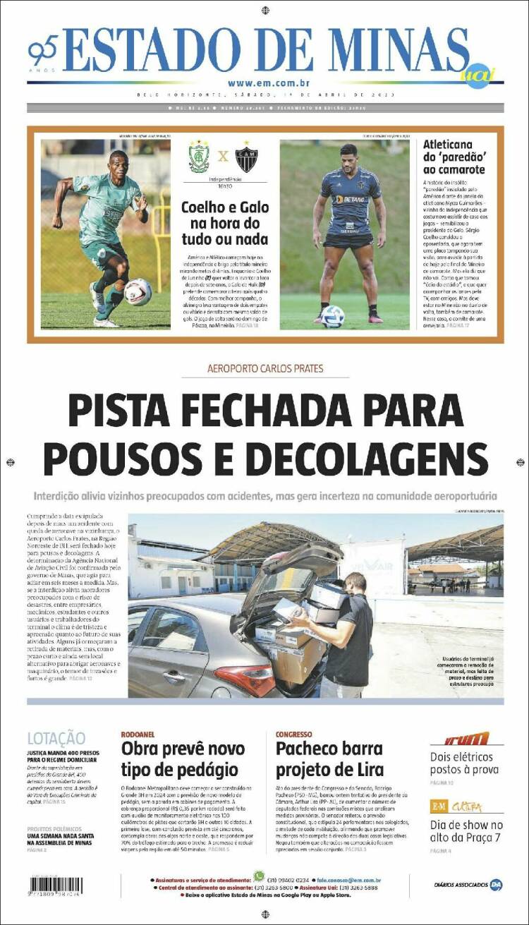 Portada de Jornal Estado de Minas (Brasil)