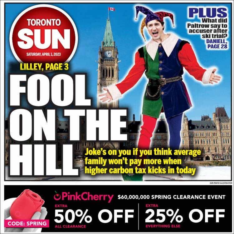 Portada de The Toronto Sun (Canadá)