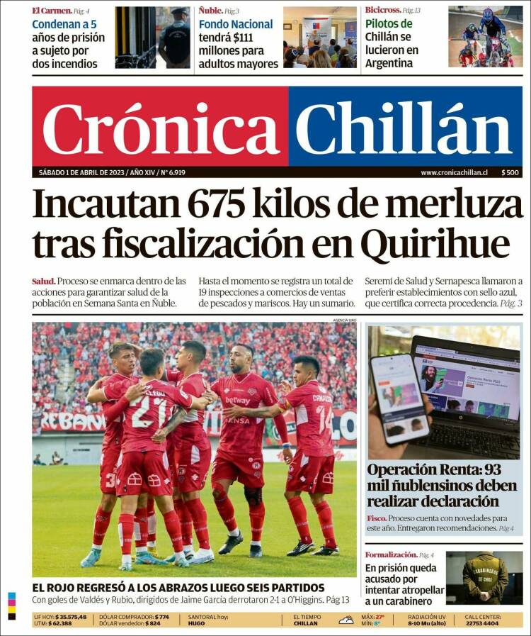 Portada de Crónica Chillán (Chile)