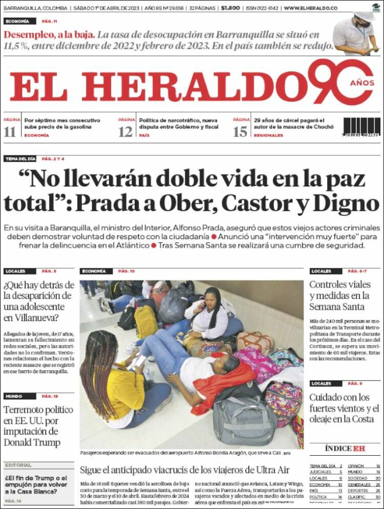 Portada de El Heraldo (Colombia)
