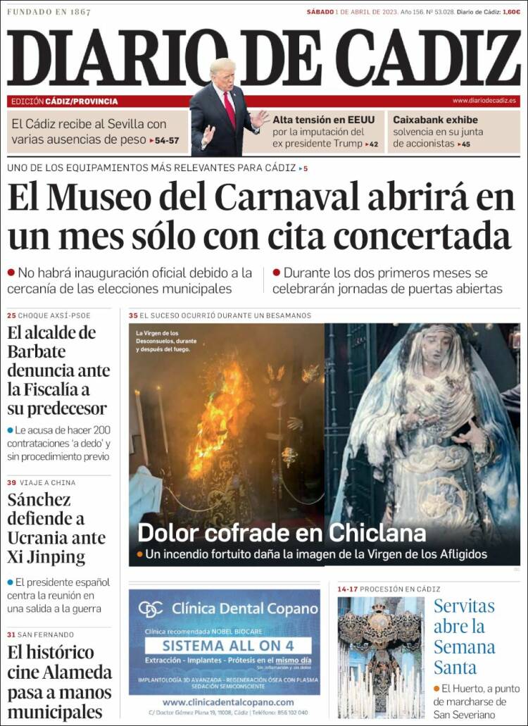 Portada de Diario de Cádiz (Espa&ntilde;a)