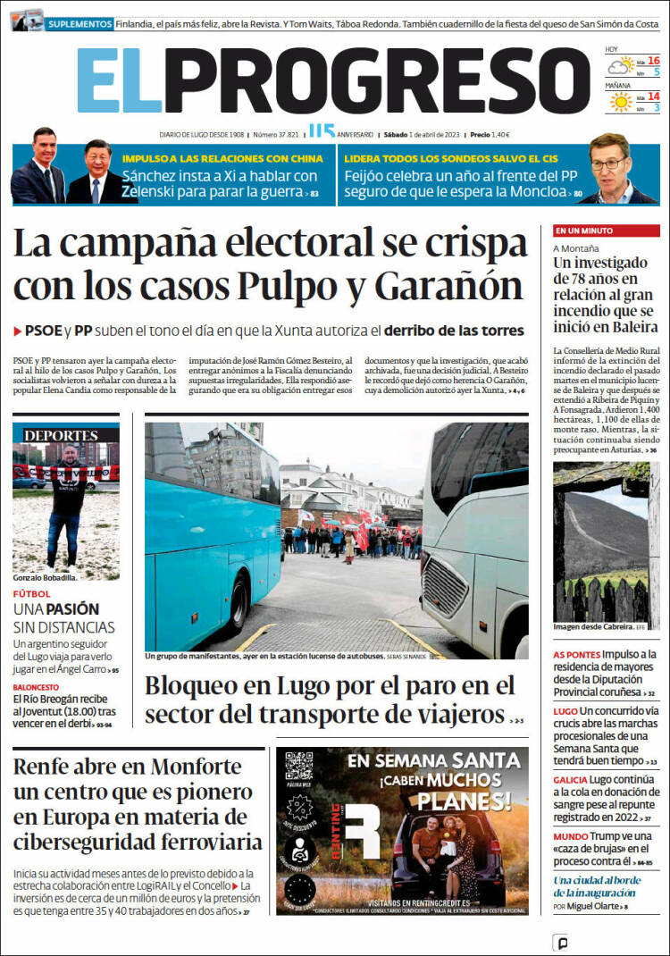 Portada de El Progreso (Espa&ntilde;a)