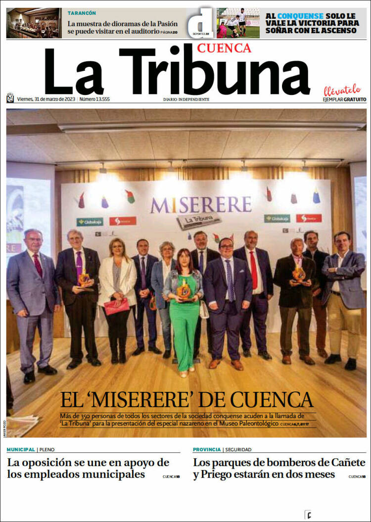 Portada de La Tribuna de Cuenca (Espa&ntilde;a)