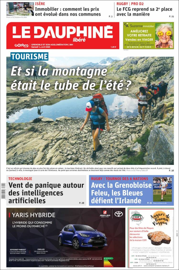 Portada de Le Dauphiné Libéré (Francia)