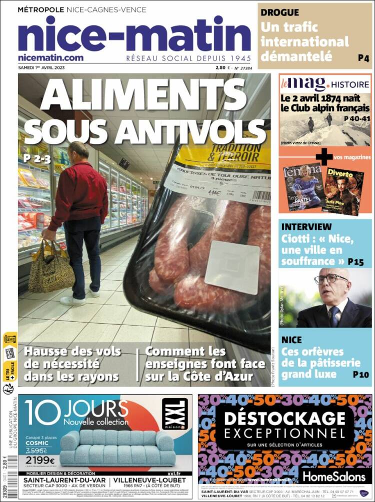 Portada de Nice-Matin (Francia)