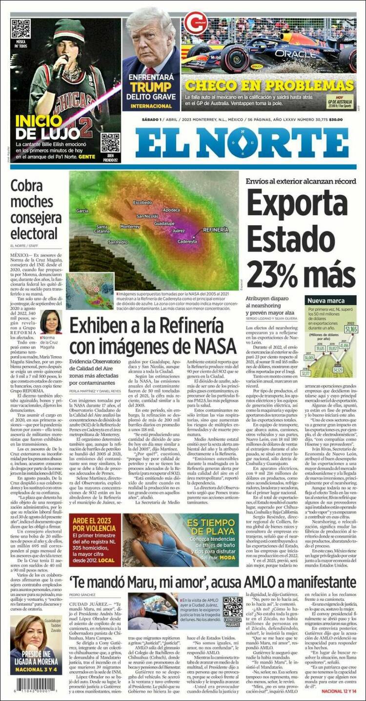 Portada de El Norte (México)