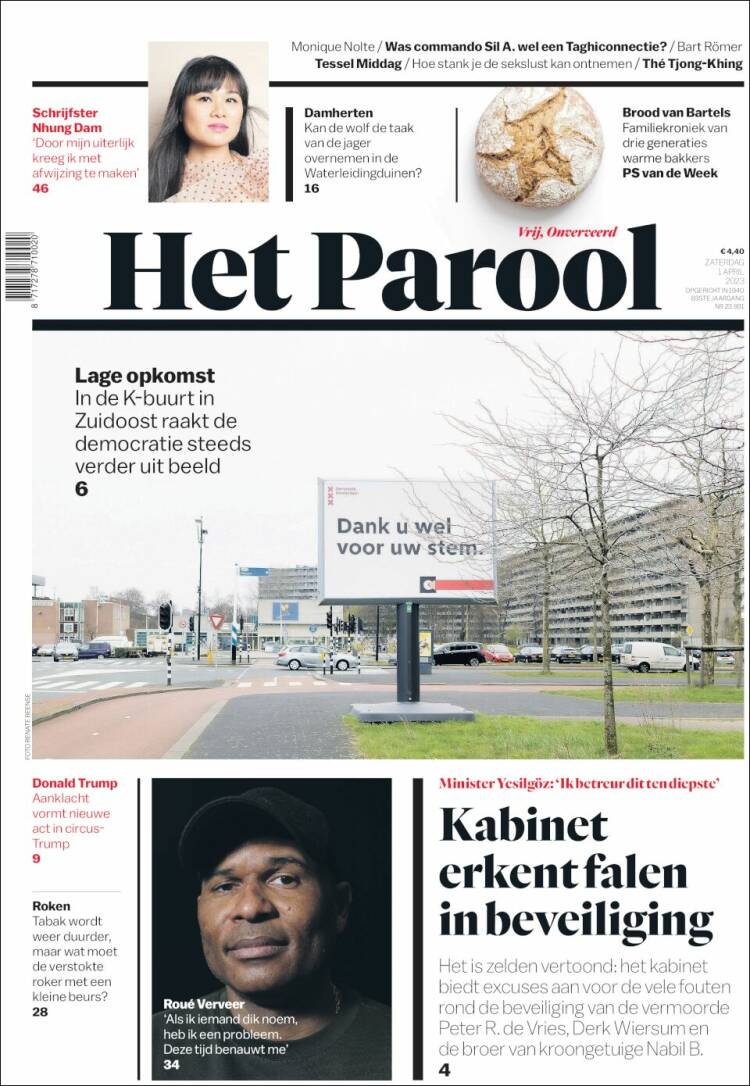 Portada de Het Parool (Pa&iacute;ses Bajos)