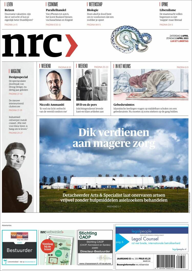 Portada de NRC Handelsblad (Pa&iacute;ses Bajos)