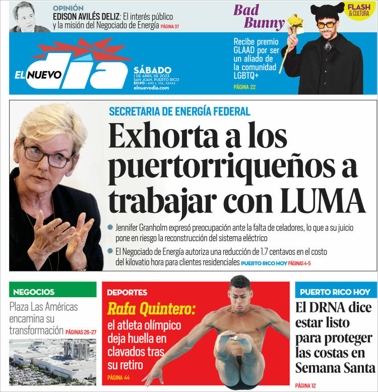 Portada de El Nuevo Día (Puerto Rico)