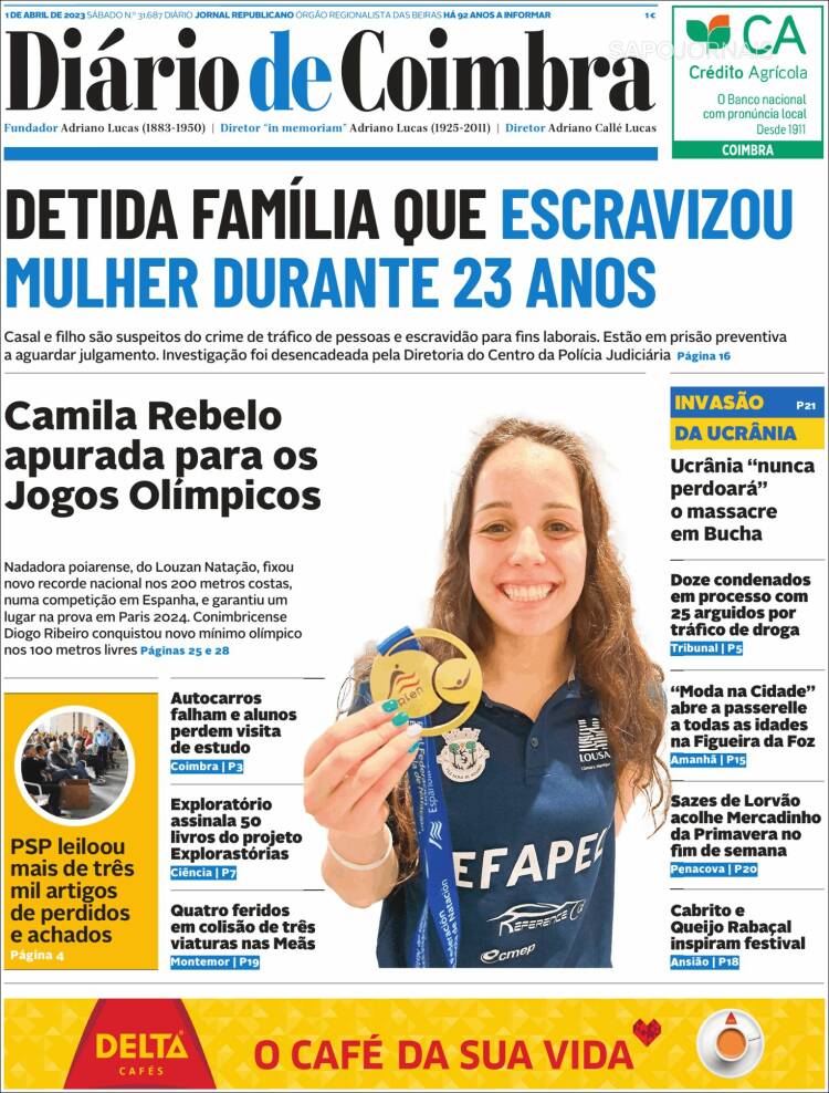 Portada de Diário de Coimbra (Portugal)