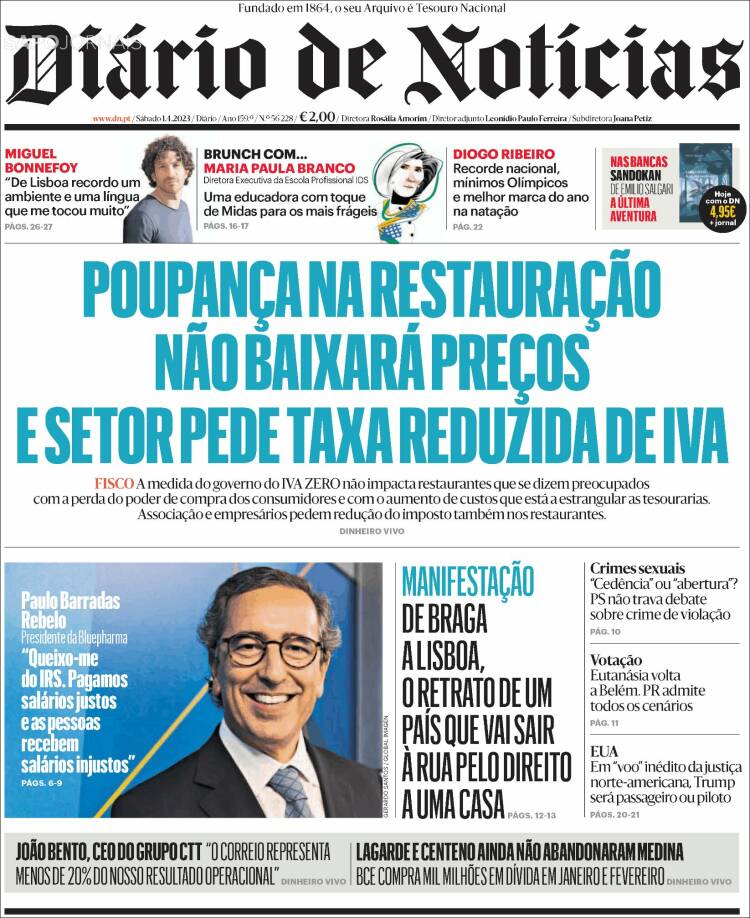 Portada de Diário de Noticias (Portugal)