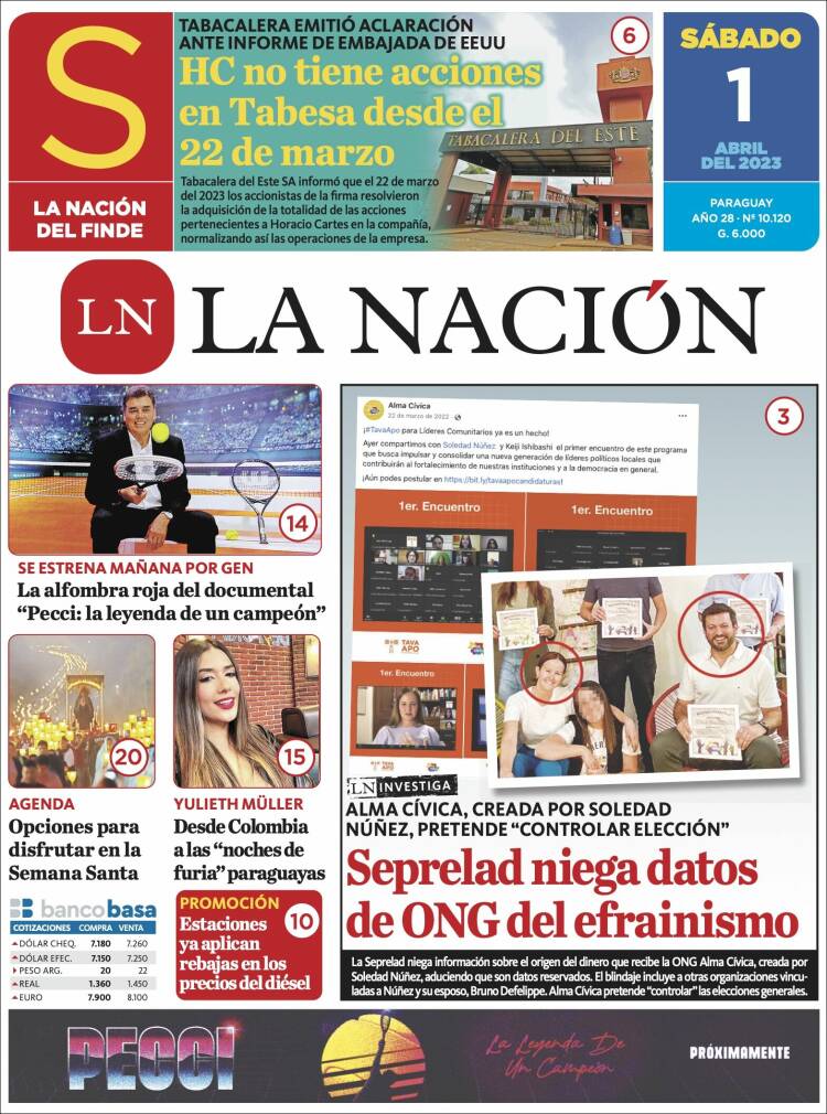 Portada de La Nación (Paraguay)