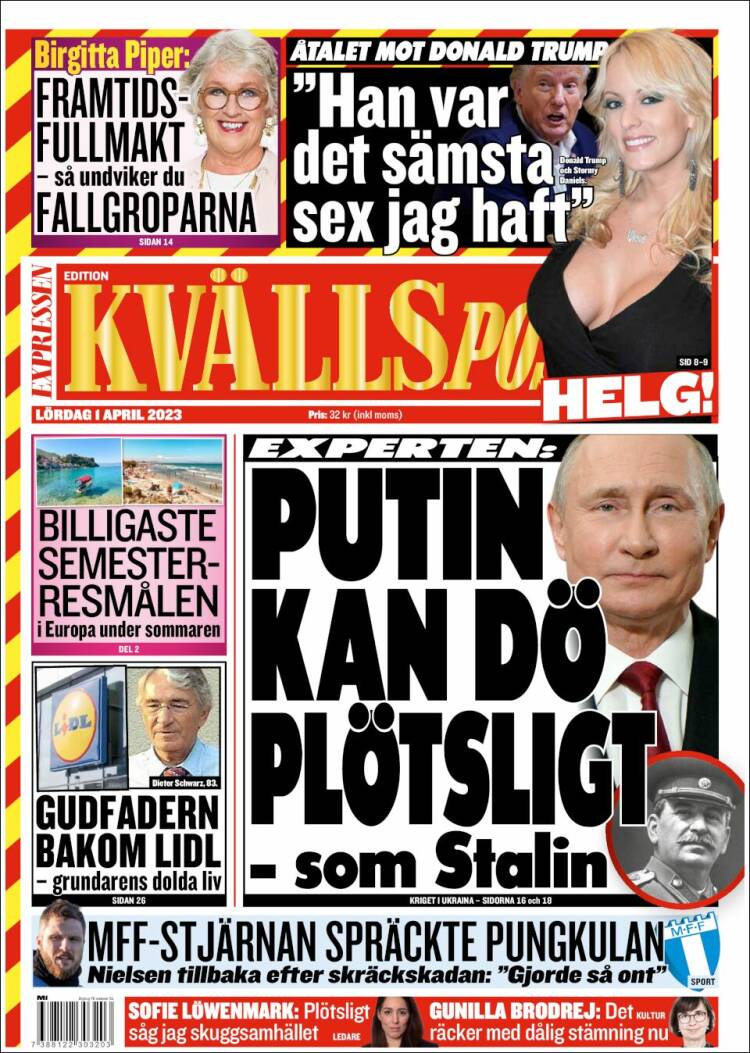 Portada de Kvällsposten (Suecia)