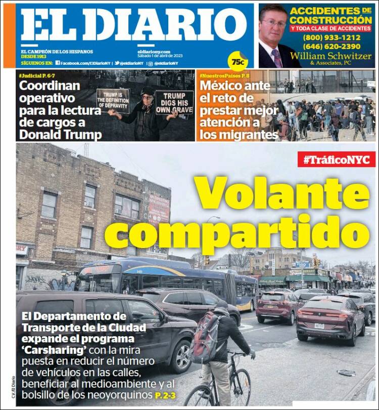 Portada de El Diario NY (USA)