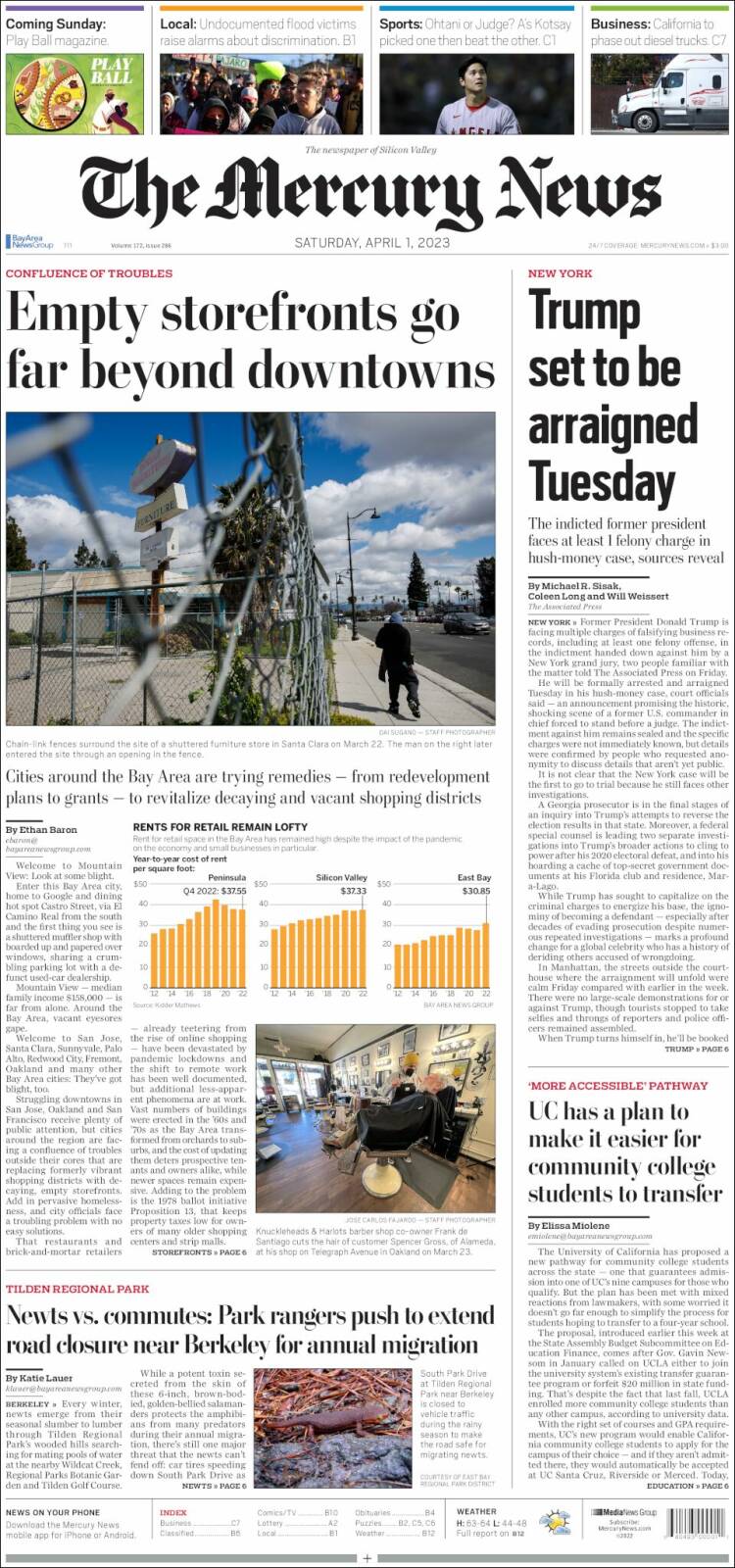 Portada de San Jose Mercury News (USA)