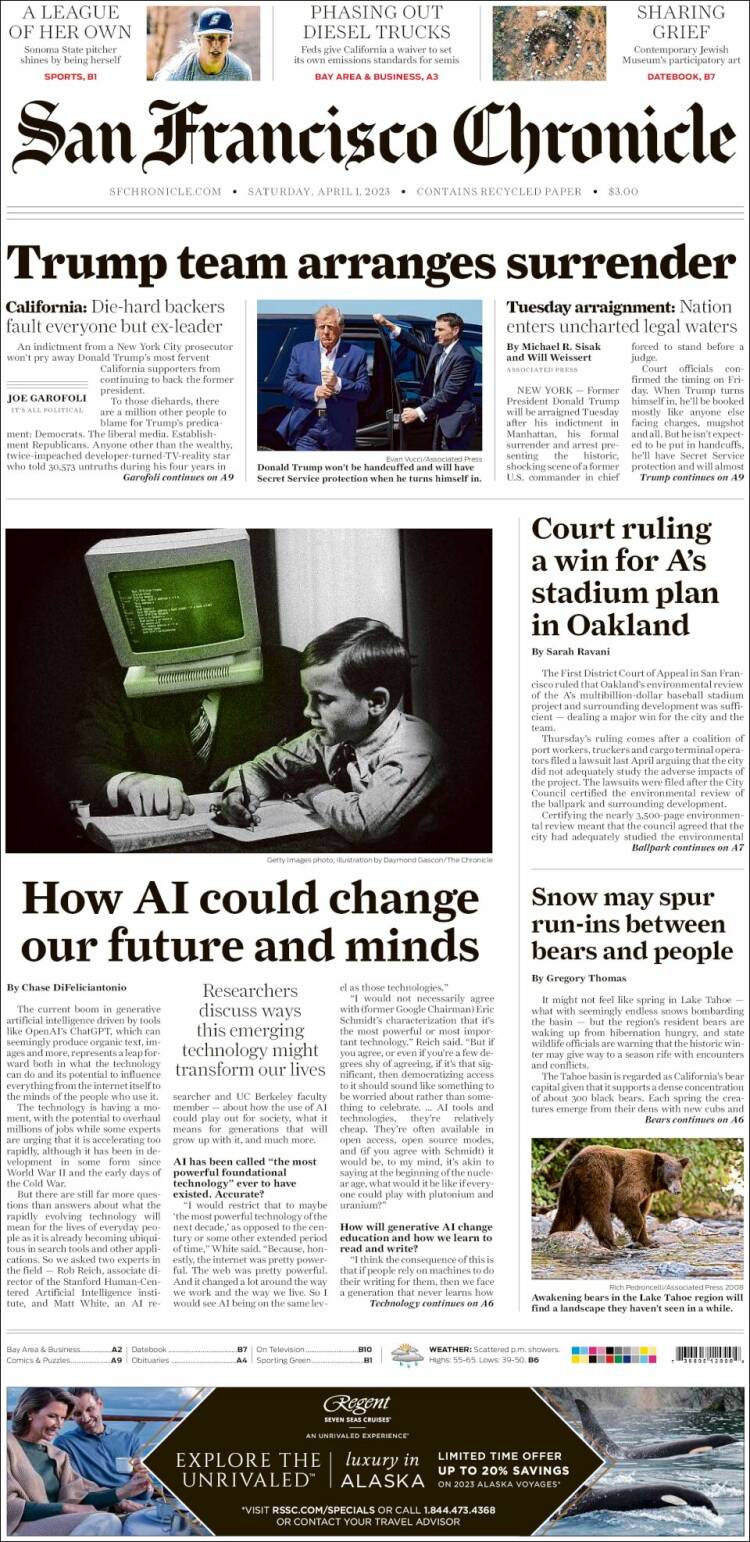 Portada de San Francisco Chronicle (USA)